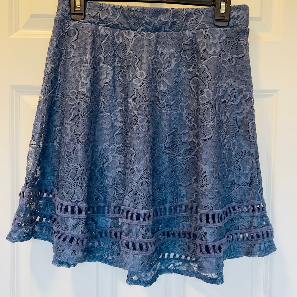 Xhilaration Blue Lace A-Line Skirt